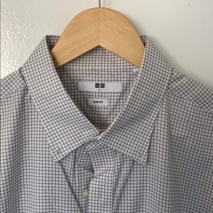 Slim Fit Gray & White Checkered Dress Shirt